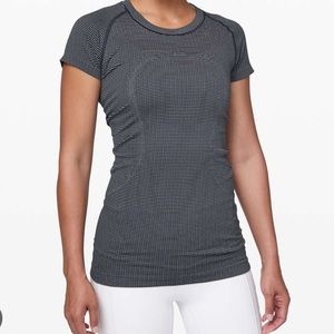 Lululemon swiftly tech short sleeve crew in navy and white stripe
